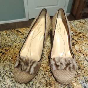 Rare Kate Spade New York Neutrals Jute Boco Accents Tweed Pump Heel Shoes 8.5B